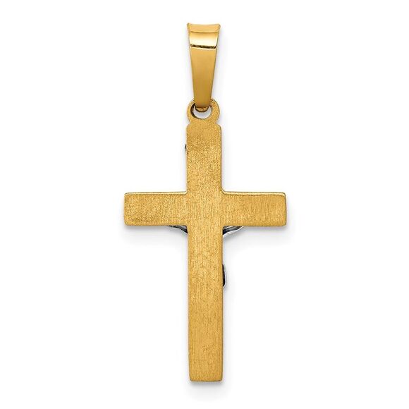 Kazi Luxury 14k Two-tone INRI Hollow Crucifix Pendant